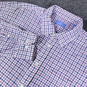 Toscano Button Up Plaid Shirt Mens 2XL‎ Multi-color Linen Blend Patrick Assaraf